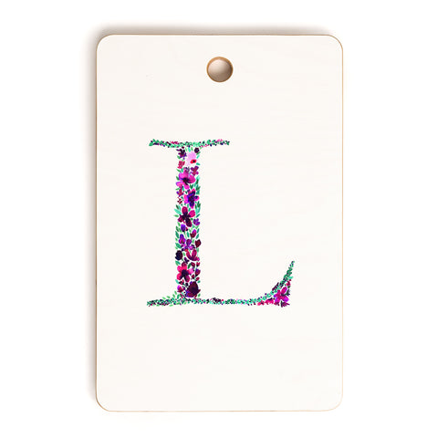 Amy Sia Floral Monogram Letter L Cutting Board Rectangle