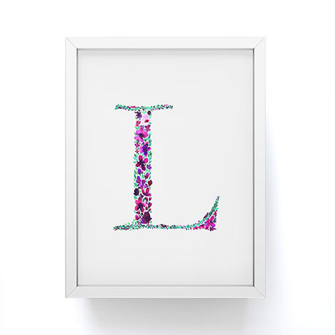 Amy Sia Floral Monogram Letter L Framed Mini Art Print