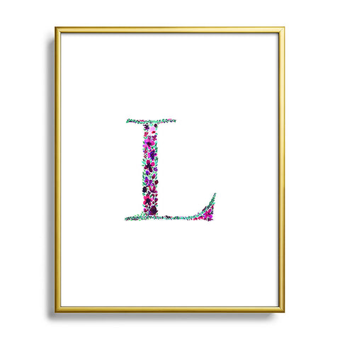 Amy Sia Floral Monogram Letter L Metal Framed Art Print