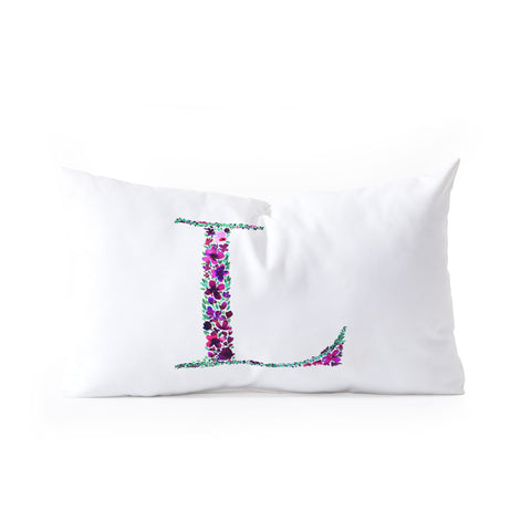 Amy Sia Floral Monogram Letter L Oblong Throw Pillow