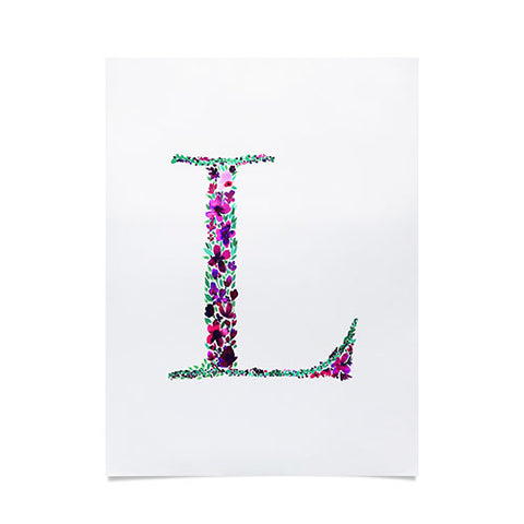 Amy Sia Floral Monogram Letter L Poster