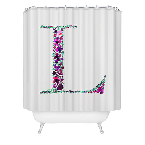 Amy Sia Floral Monogram Letter L Shower Curtain