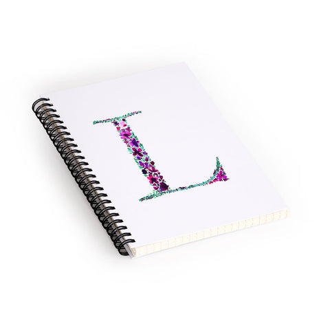 Amy Sia Floral Monogram Letter L Spiral Notebook