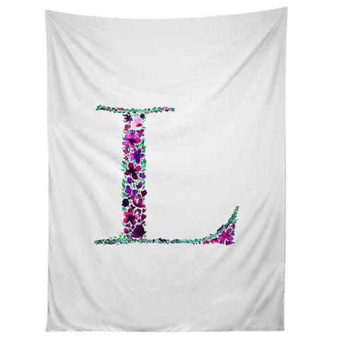 Amy Sia Floral Monogram Letter L Tapestry