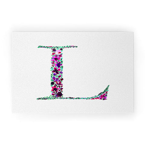 Amy Sia Floral Monogram Letter L Welcome Mat