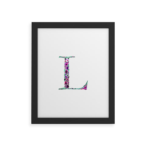 Amy Sia Floral Monogram Letter L Framed Art Print