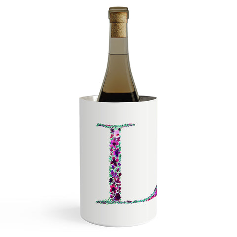 Amy Sia Floral Monogram Letter L Wine Chiller