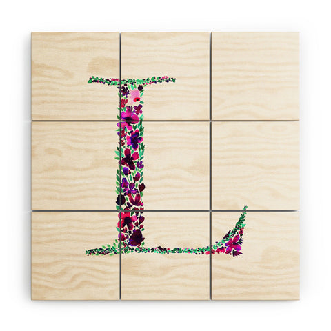 Amy Sia Floral Monogram Letter L Wood Wall Mural