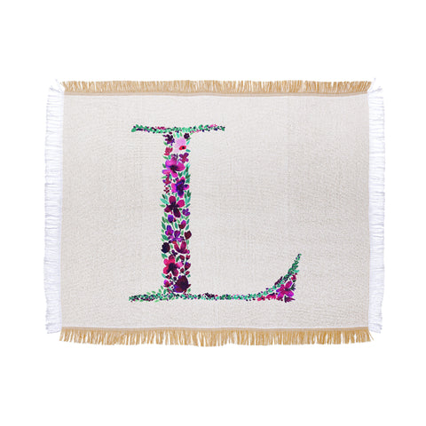 Amy Sia Floral Monogram Letter L Throw Blanket