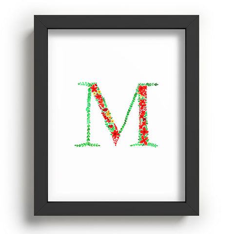 Amy Sia Floral Monogram Letter M Recessed Framing Rectangle