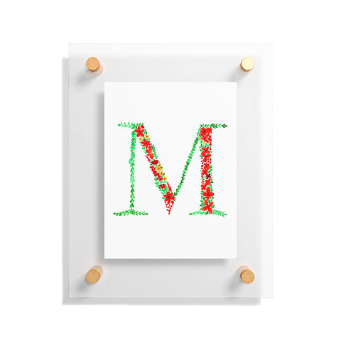Amy Sia Floral Monogram Letter M Floating Acrylic Print