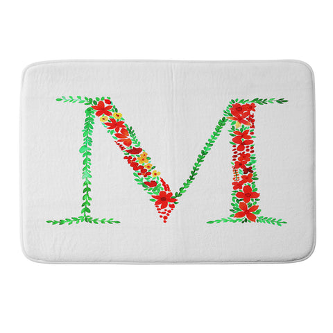 Amy Sia Floral Monogram Letter M Memory Foam Bath Mat