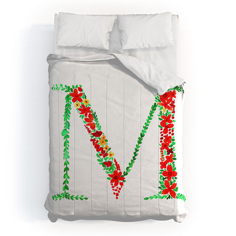 Amy Sia Floral Monogram Letter M Comforter