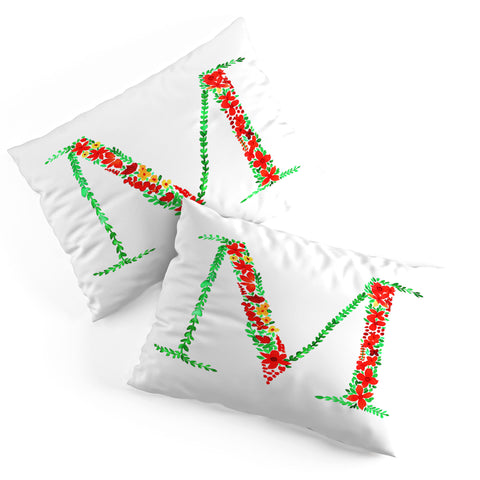 Amy Sia Floral Monogram Letter M Pillow Shams