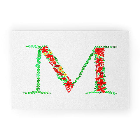 Amy Sia Floral Monogram Letter M Welcome Mat