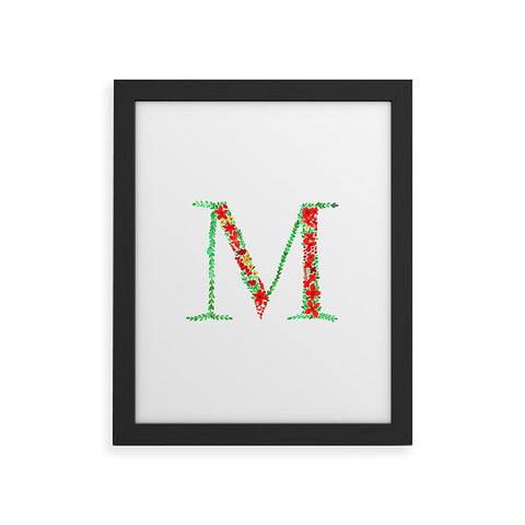 Amy Sia Floral Monogram Letter M Framed Art Print