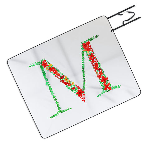 Amy Sia Floral Monogram Letter M Picnic Blanket