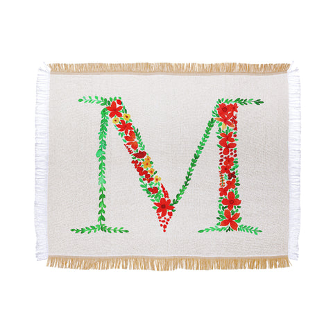 Amy Sia Floral Monogram Letter M Throw Blanket