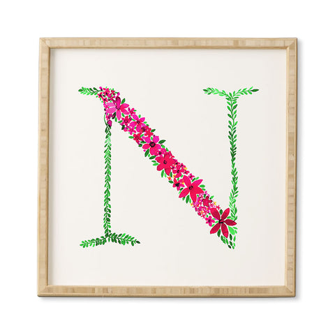 Amy Sia Floral Monogram Letter N Framed Wall Art