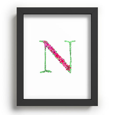 Amy Sia Floral Monogram Letter N Recessed Framing Rectangle