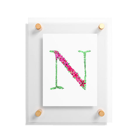 Amy Sia Floral Monogram Letter N Floating Acrylic Print