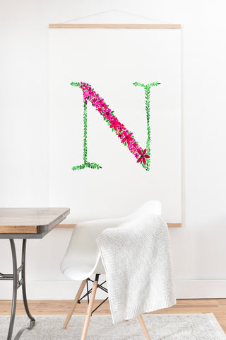 Amy Sia Floral Monogram Letter N Art Print And Hanger