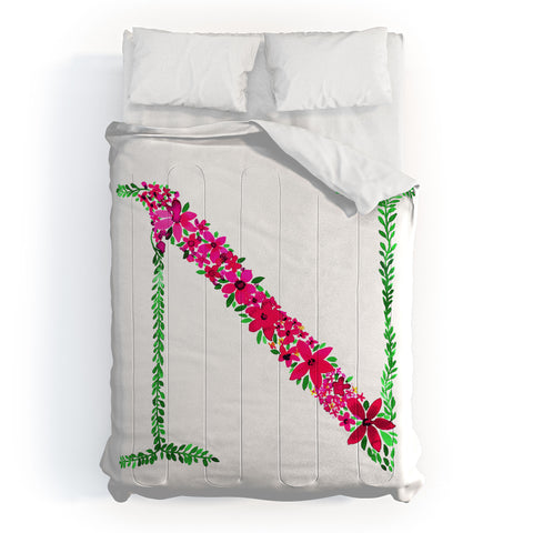 Amy Sia Floral Monogram Letter N Comforter