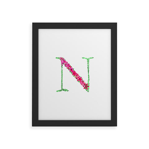 Amy Sia Floral Monogram Letter N Framed Art Print