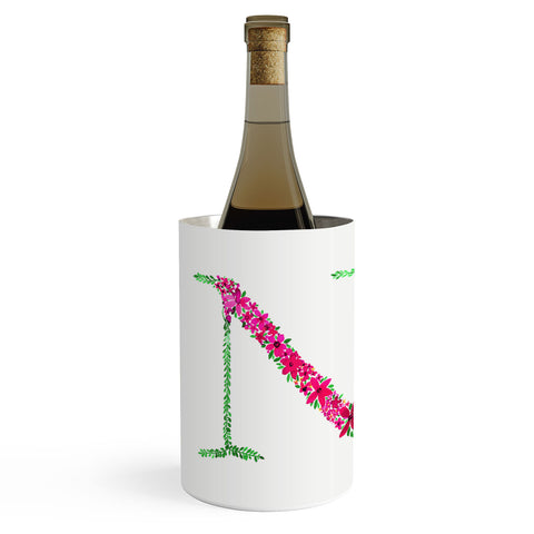 Amy Sia Floral Monogram Letter N Wine Chiller