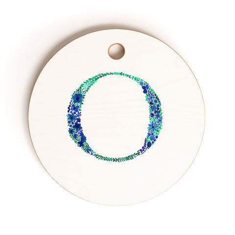 Amy Sia Floral Monogram Letter O Cutting Board Round