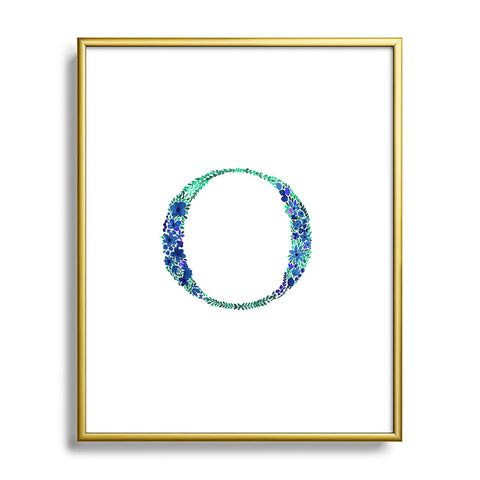 Amy Sia Floral Monogram Letter O Metal Framed Art Print