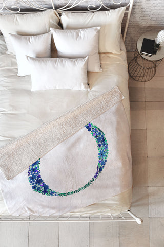 Amy Sia Floral Monogram Letter O Fleece Throw Blanket