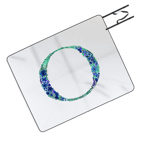 Amy Sia Floral Monogram Letter O Picnic Blanket