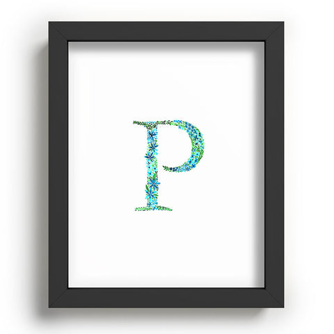 Amy Sia Floral Monogram Letter P Recessed Framing Rectangle