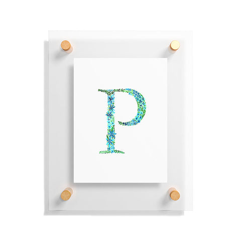 Amy Sia Floral Monogram Letter P Floating Acrylic Print