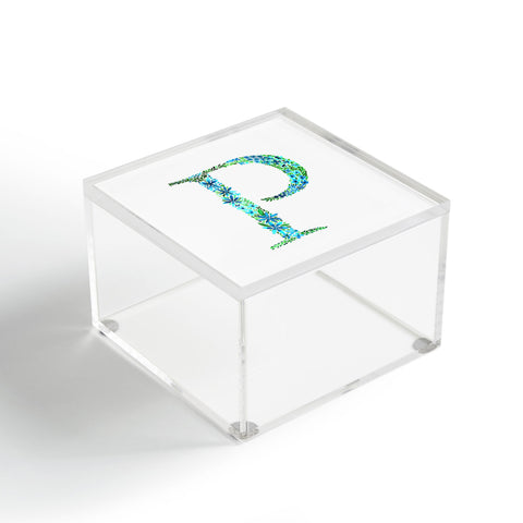 Amy Sia Floral Monogram Letter P Acrylic Box