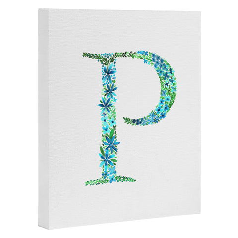 Amy Sia Floral Monogram Letter P Art Canvas