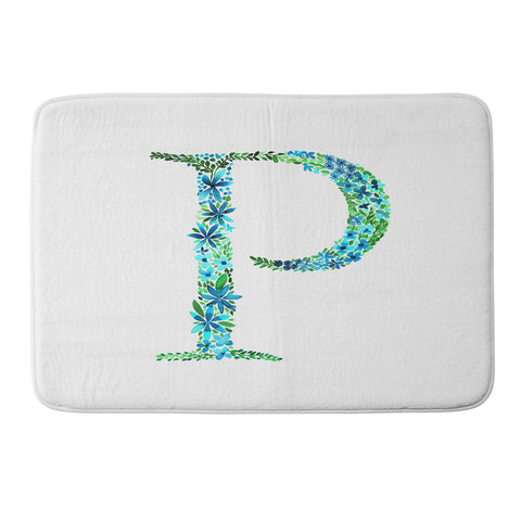 Amy Sia Floral Monogram Letter P Memory Foam Bath Mat