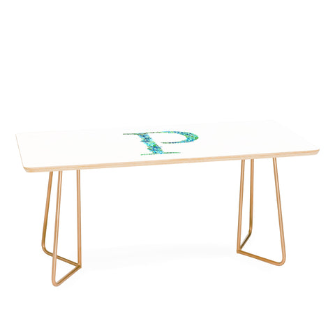 Amy Sia Floral Monogram Letter P Coffee Table