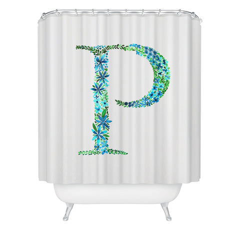 Amy Sia Floral Monogram Letter P Shower Curtain