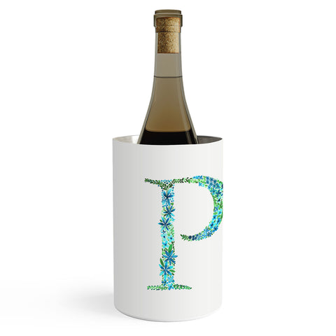Amy Sia Floral Monogram Letter P Wine Chiller