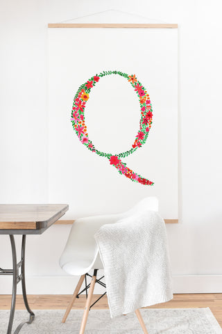 Amy Sia Floral Monogram Letter Q Art Print And Hanger