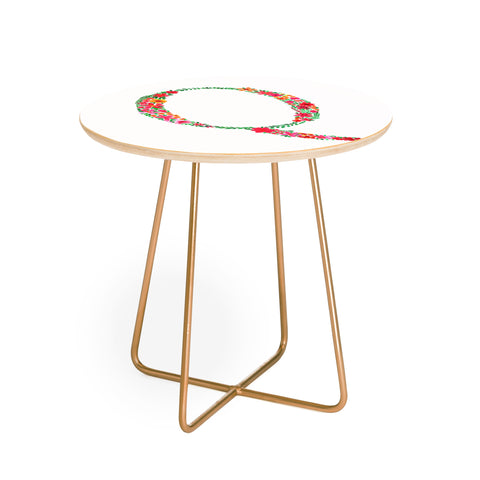 Amy Sia Floral Monogram Letter Q Round Side Table