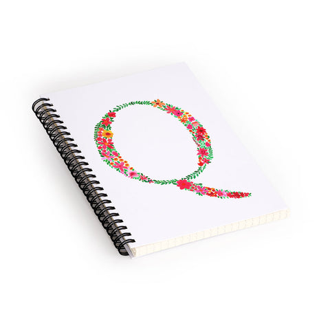 Amy Sia Floral Monogram Letter Q Spiral Notebook