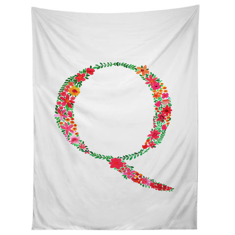 Amy Sia Floral Monogram Letter Q Tapestry