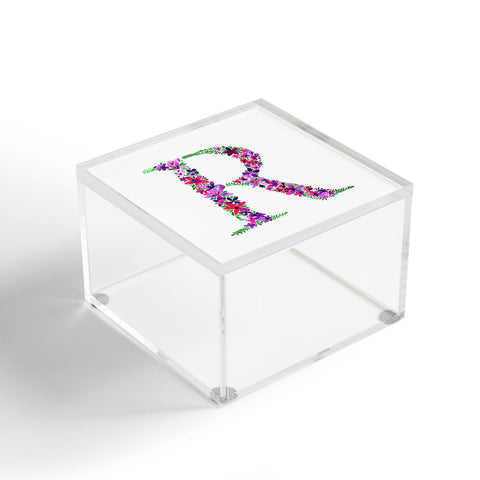 Amy Sia Floral Monogram Letter R Acrylic Box