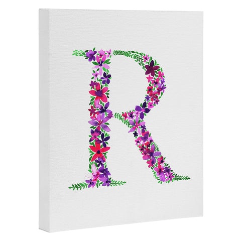 Amy Sia Floral Monogram Letter R Art Canvas