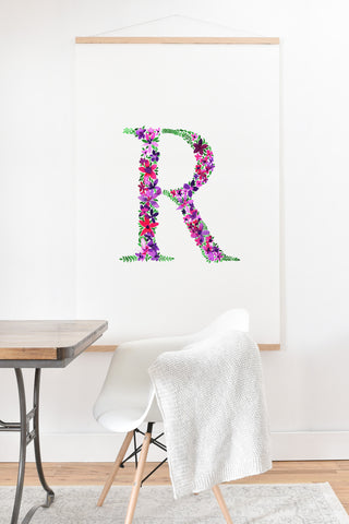 Amy Sia Floral Monogram Letter R Art Print And Hanger
