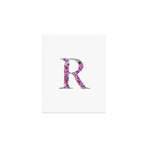 Amy Sia Floral Monogram Letter R Art Print