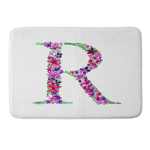 Amy Sia Floral Monogram Letter R Memory Foam Bath Mat